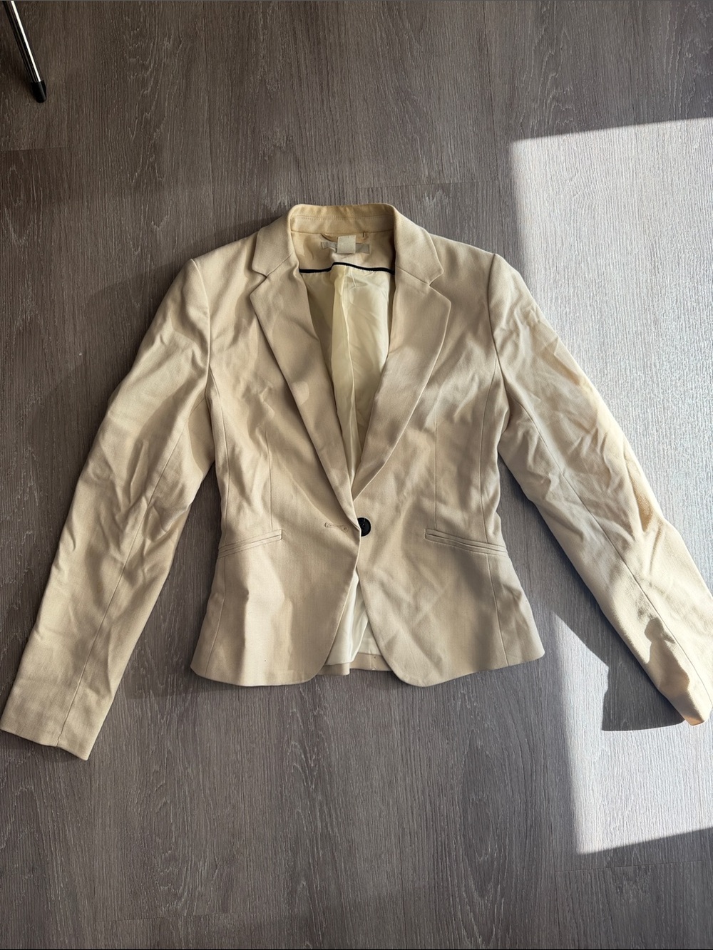 H&M Cream Single-Button Tailored Blazer